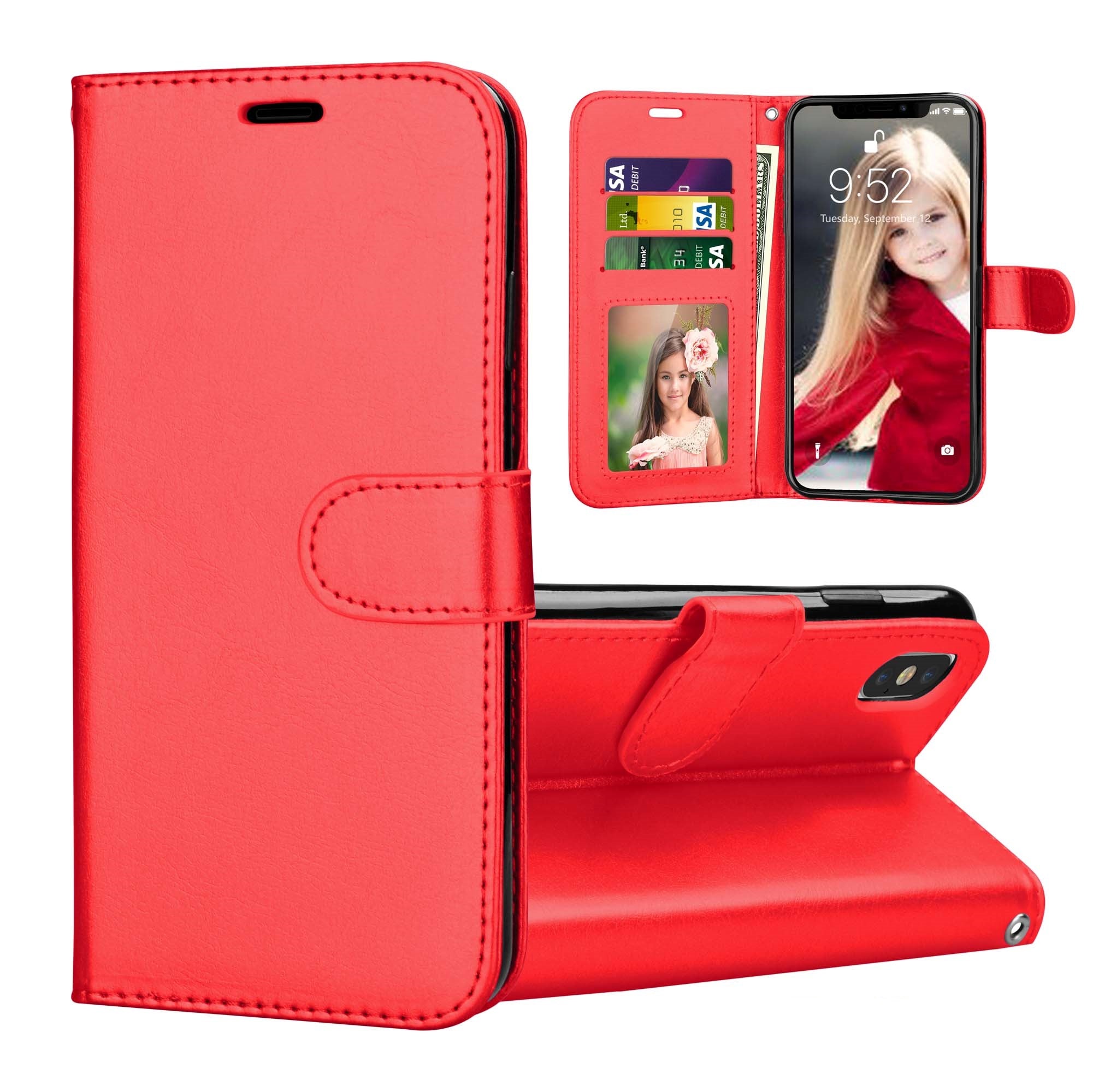 Étui portefeuille folio en cuir pour iPhone XR Étui portefeuille folio en cuir pour iPhone XR